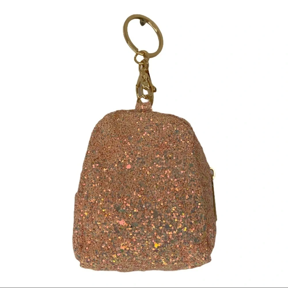 Handmade Glitter pineapple coin bag charm‎ keychain in pink